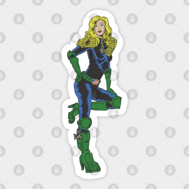 Judge Anderson Pin Up Daze Sticker by silentrob668